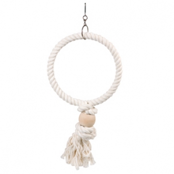 Kletterring aus Baumwolle weiss 24 cm mit Holzgugel