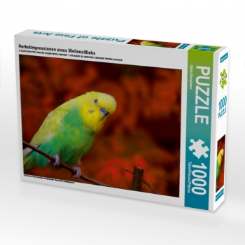 Herbstimpressionen eines Wellensittichs (1000 Teile Puzzle)