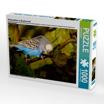 Wellensittich im Buchenwald (1000 Teile Puzzle)