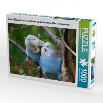 Blaue Wellensittichküken im Herbst - (1000 Teile Puzzle)