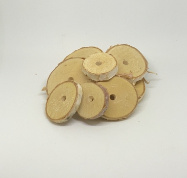 Birkenholz Scheiben ​Ø 3-6cm mit 6mm Loch 50g*