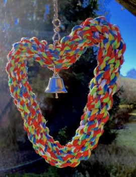 Baumwoll-Herz flexibel aus Baumwolle mit Glocke 27x21cm