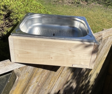 Vogelbrunnen XL aus Edelstahl und Holz