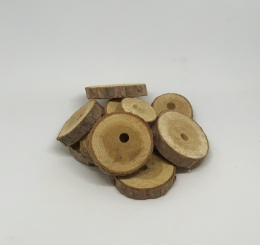 Kiefernholz Scheiben ​Ø 2-4 cm mit 6mm Loch 50g*