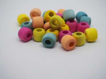 Buchenholzperlen mit Loch 10mm, farbig