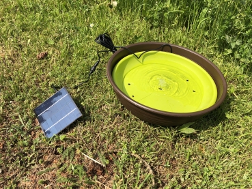 Vogelbrunnen 34cm - Solar-Powerbank oder  Netzteil