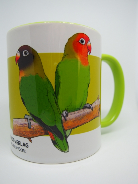 Kaffeetasse "Pfirsich,-Schwarz,- Rosenköpfchen und Taranta"