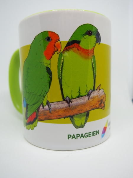 Kaffeetasse "Pfirsich,-Schwarz,- Rosenköpfchen und Taranta"